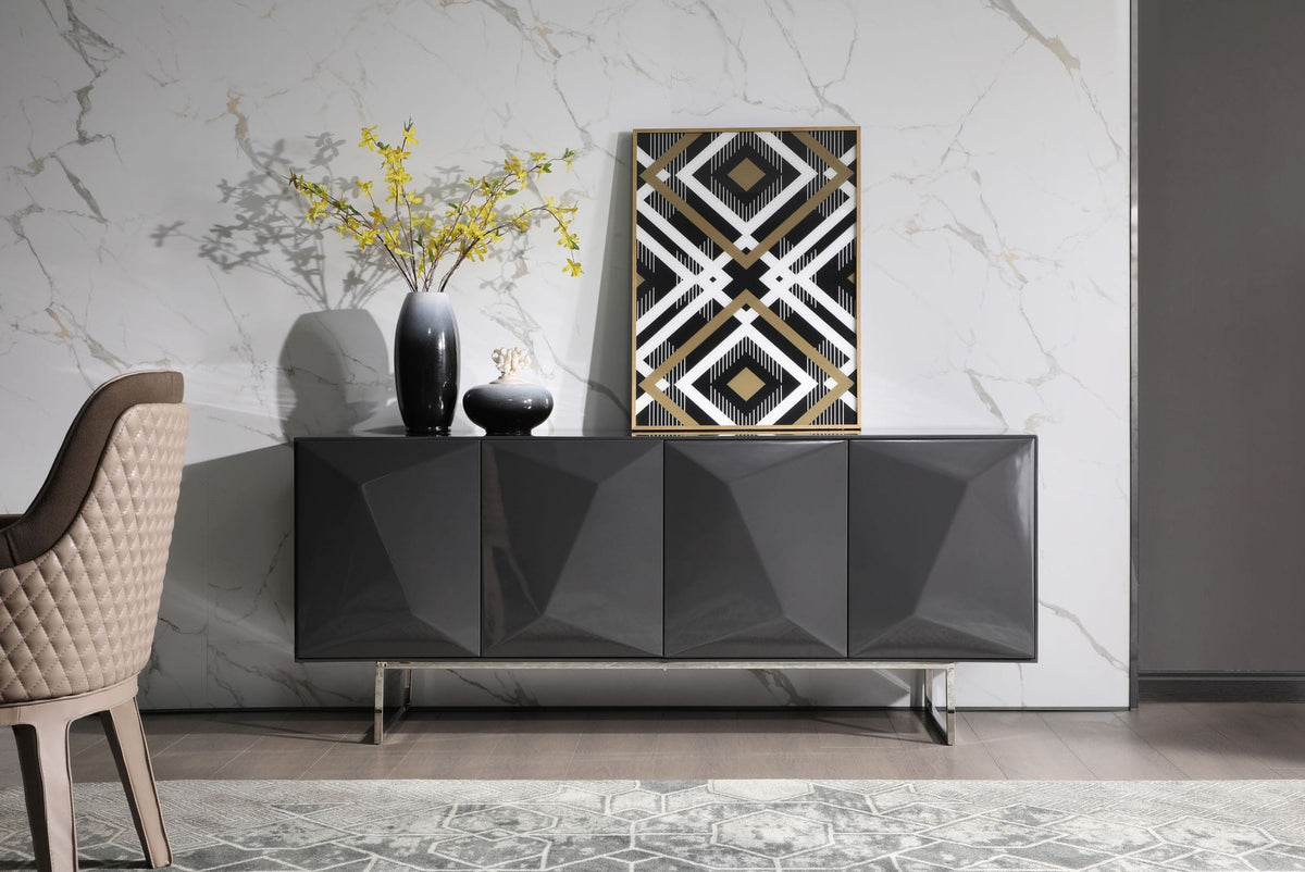 Vanguard - Modern Dark Grey High Gloss Buffet by VIG Furniture - View 1