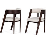 Vegas - Modern Cream Fabric + Walnut Oak Dining Chair (Set of 2) by VIG Furniture - View 3