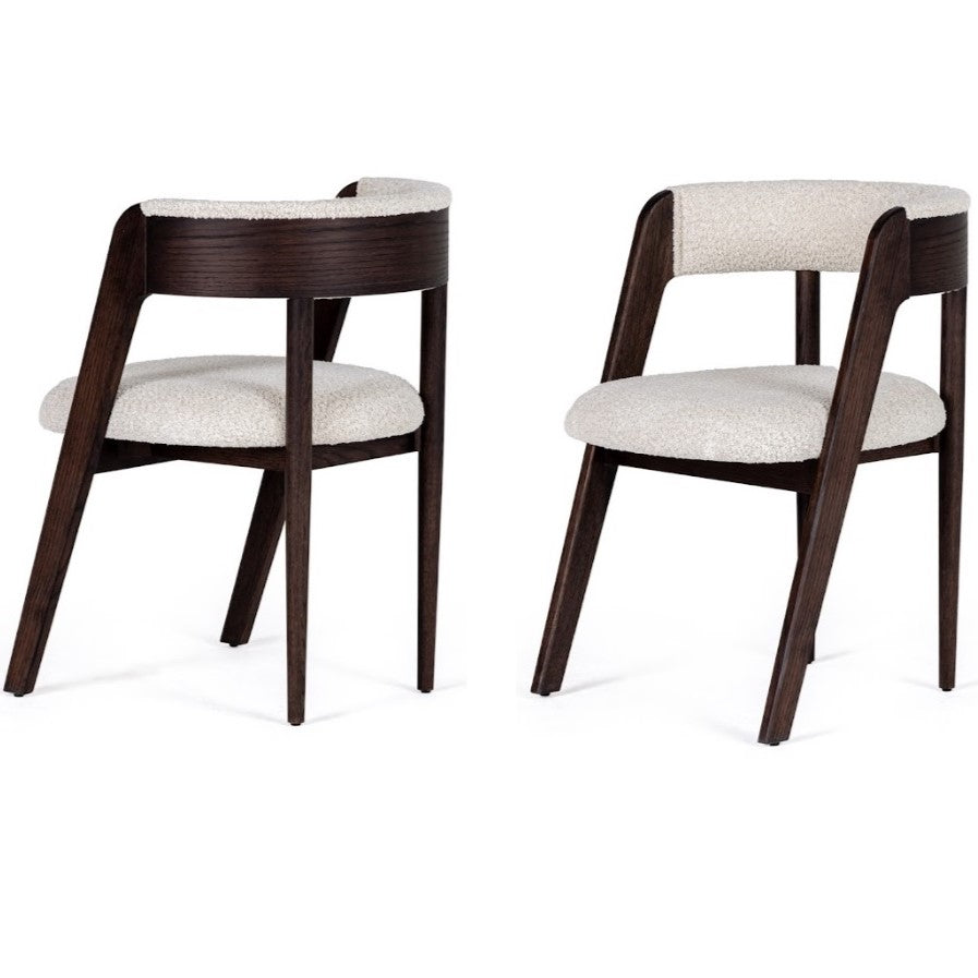 Vegas - Modern Cream Fabric + Walnut Oak Dining Chair (Set of 2) by VIG Furniture - View 3