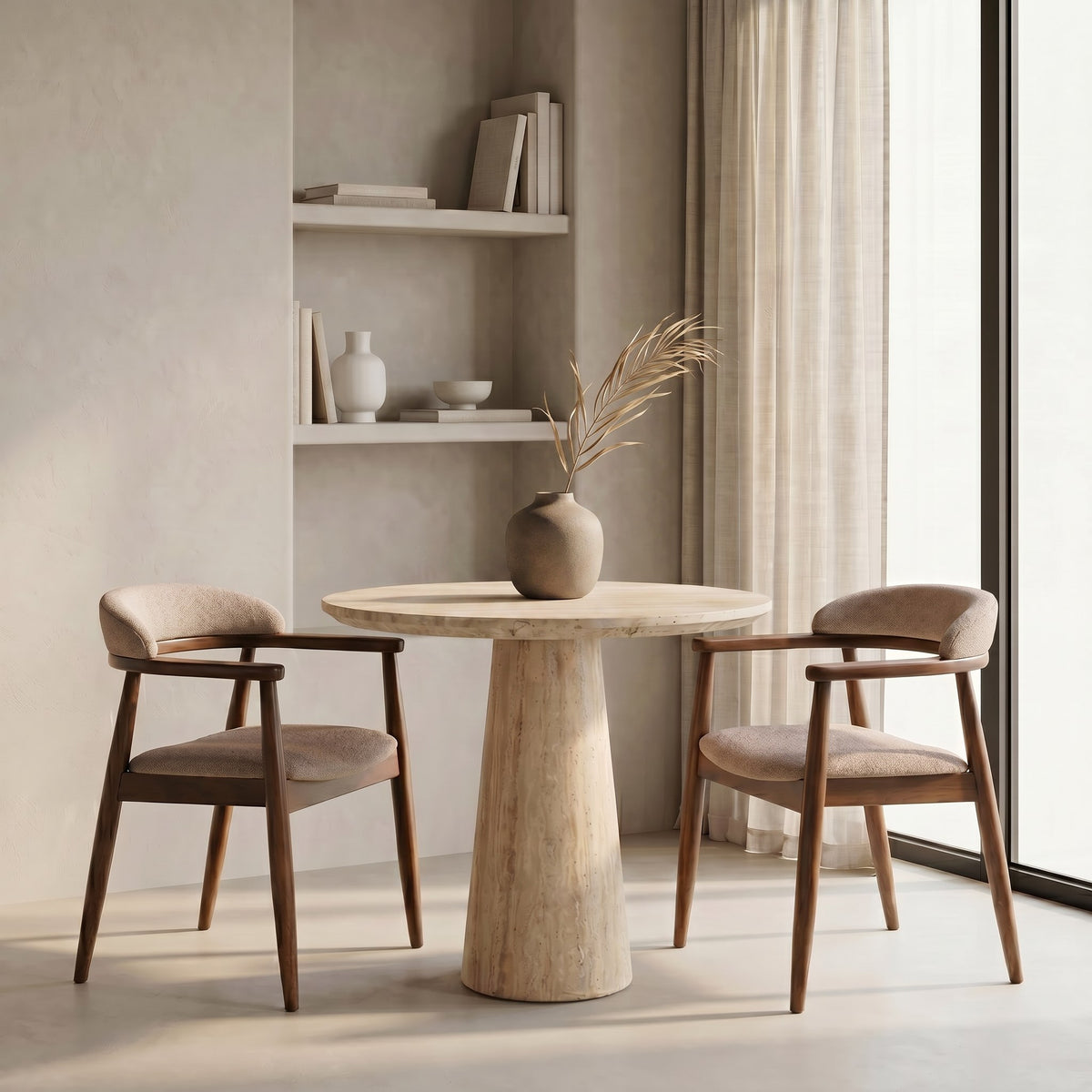 Velma - Modern Travertine Marble Round Dinette Table by VIG Furniture - View 7