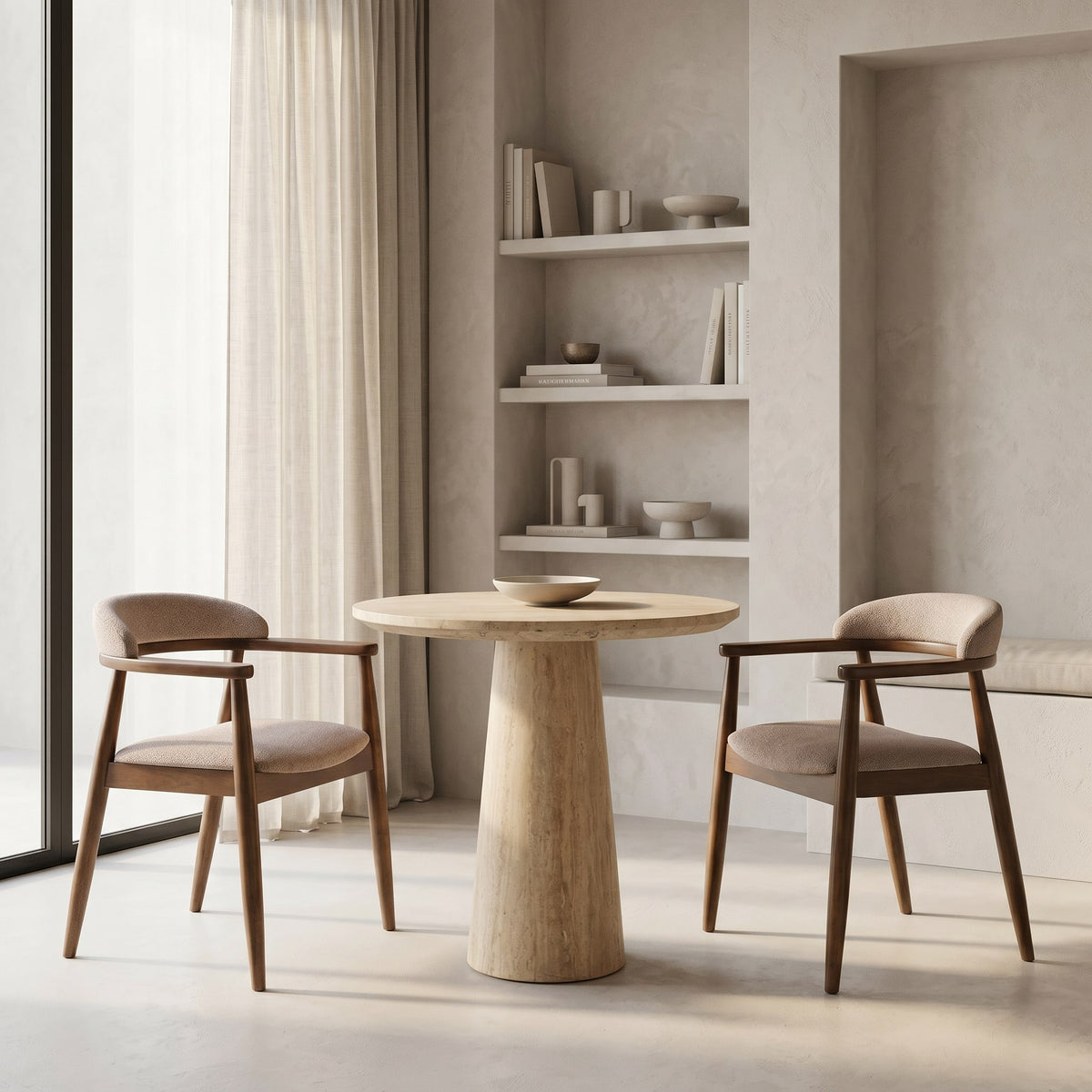 Velma - Modern Travertine Marble Round Dinette Table by VIG Furniture - View 8