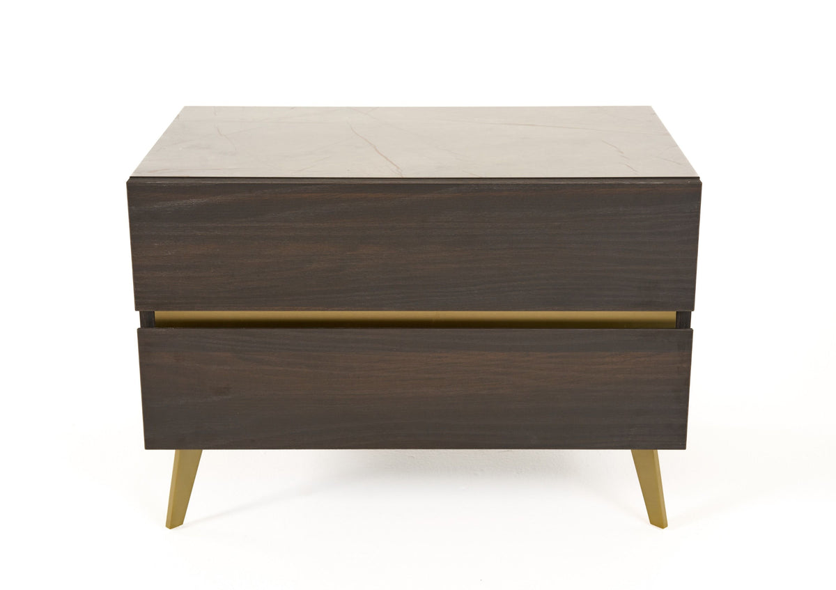 Velondra - Eastern King Modern Eucalypto + Marble Bed with Two Nightstands