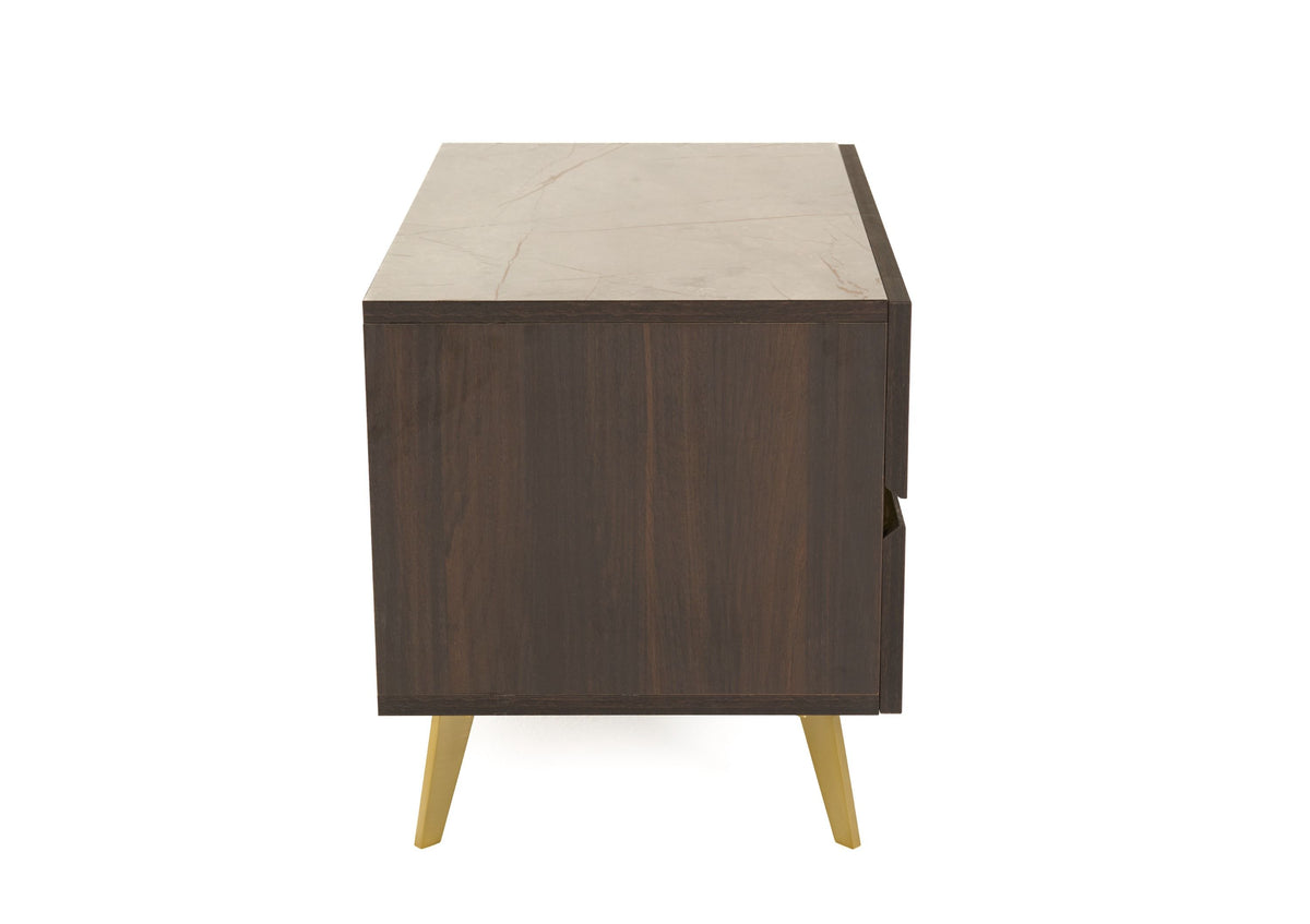 Velondra - Eastern King Modern Eucalypto + Marble Bed with Two Nightstands