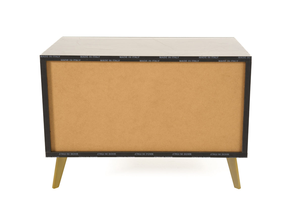 Velondra - Eastern King Modern Eucalypto + Marble Bed with Two Nightstands