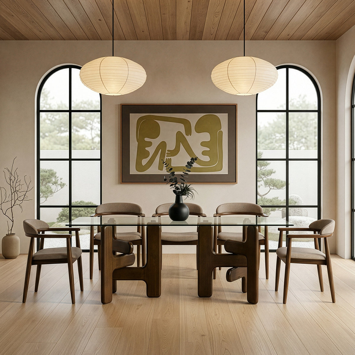 Velshi - Modern Glass + Walnut Rectangular Dining Table by VIG Furniture - View 7