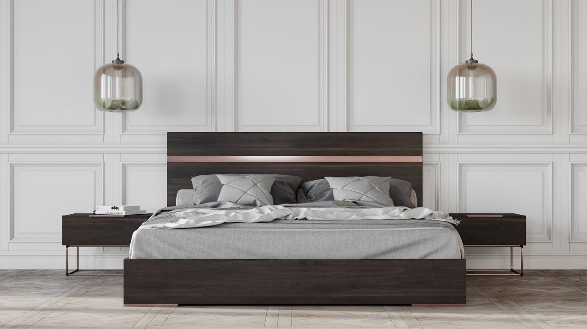 Queen Benzon Italian Modern Dark Rovere Bed by VIG Furniture - View 1