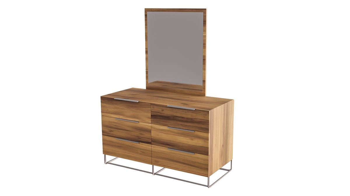 Queen Lorenzo Italian Modern Walnut Bedroom Set