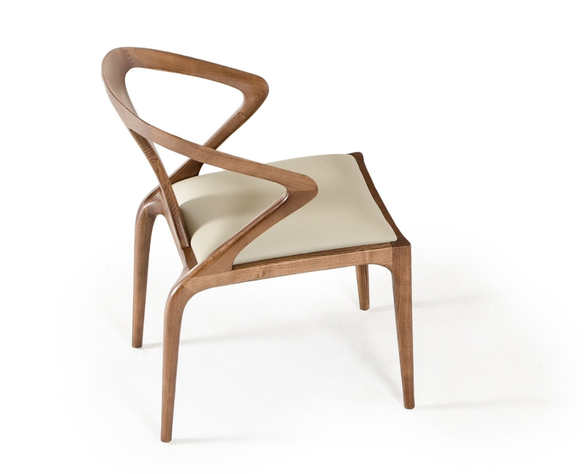 Campbell Mid-Century Modern Taupe Leatherette & Walnut Dining Chair by VIG Furniture - View 2