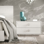Eastern King Ovidius + Victoria - Modern White Crocodile Lacquer Bedroom Set
