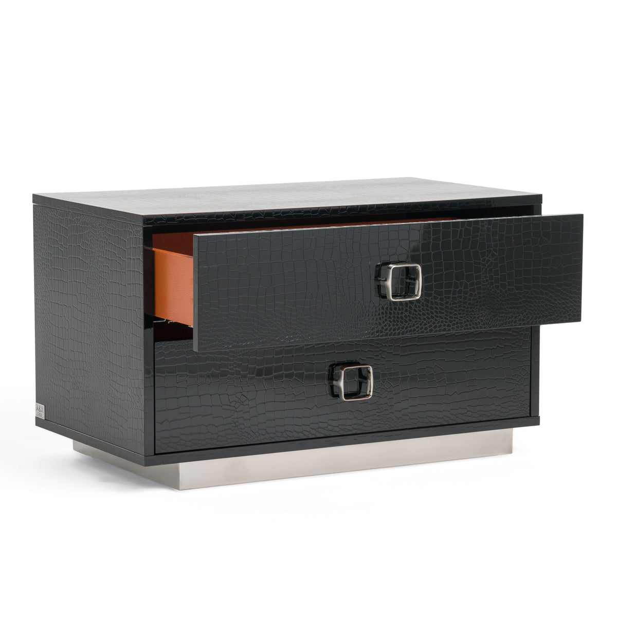 Victoria Modern Black Crocodile Nightstand by VIG Furniture - View 4