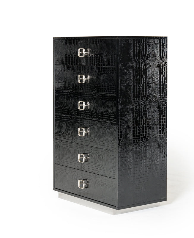 Victoria Modern Black Crocodile Chest by VIG Furniture - View 1