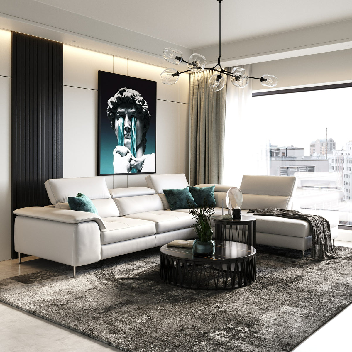 Viola - Italian Contemporary Grey Leather Right Facing Sectional Sofa by VIG Furniture - View 6