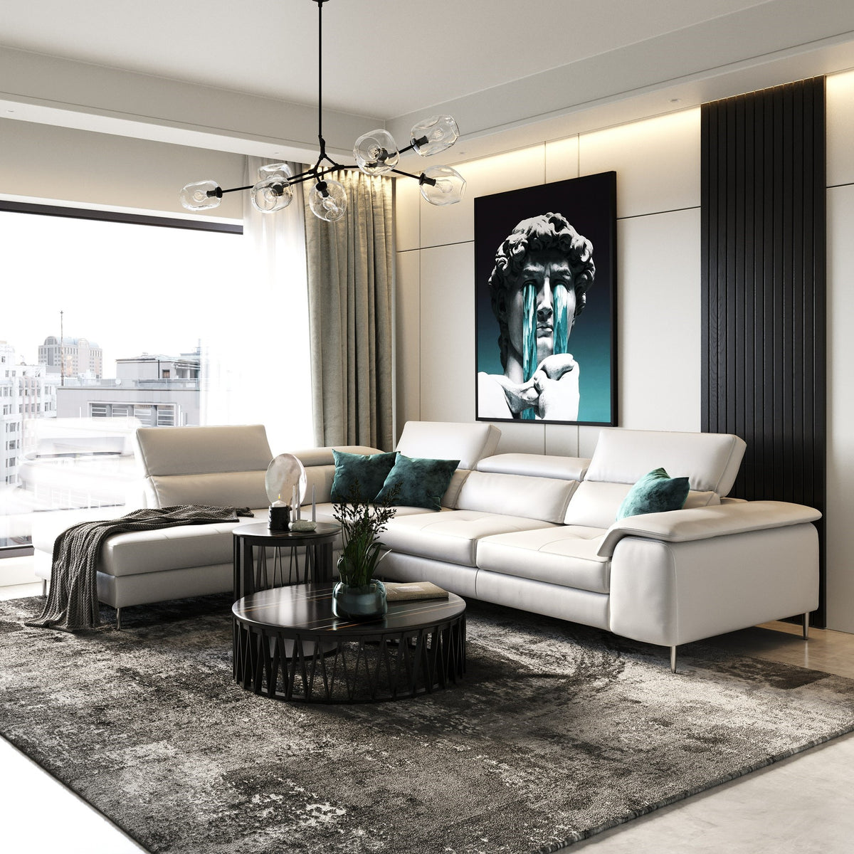 Viola - Italian Contemporary Grey Leather Left Facing Sectional Sofa by VIG Furniture - View 6