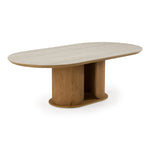 Walbrook - Modern Faux Travertine Ceramic + White Oak Oval Dining Table by VIG Furniture - View 4