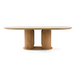 Walbrook - Modern Faux Travertine Ceramic + White Oak Oval Dining Table by VIG Furniture - View 1