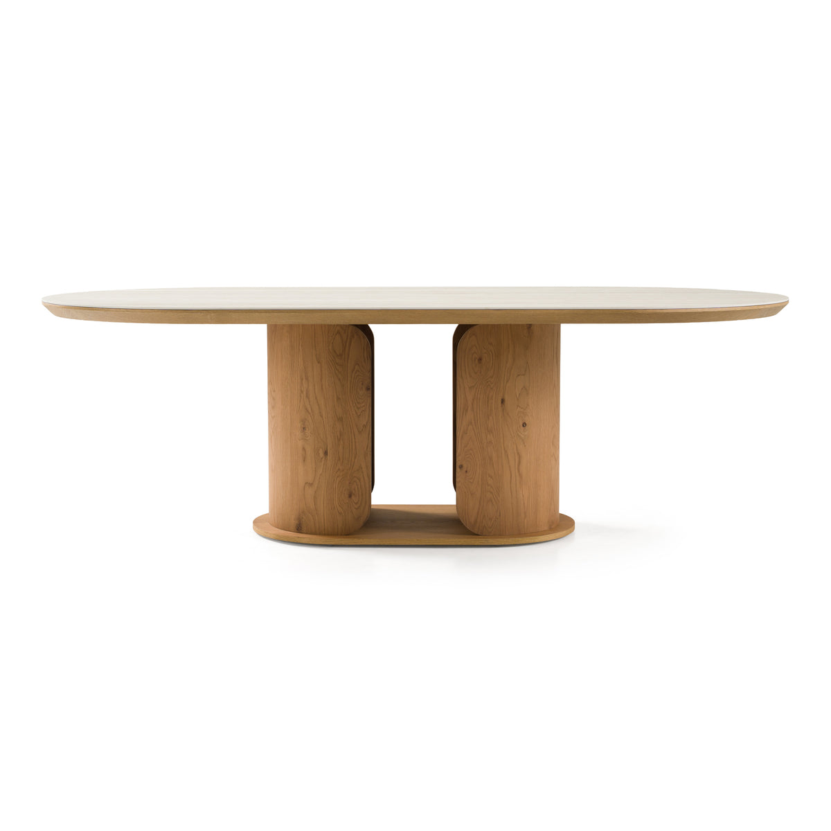 Walbrook - Modern Faux Travertine Ceramic + White Oak Oval Dining Table by VIG Furniture - View 1