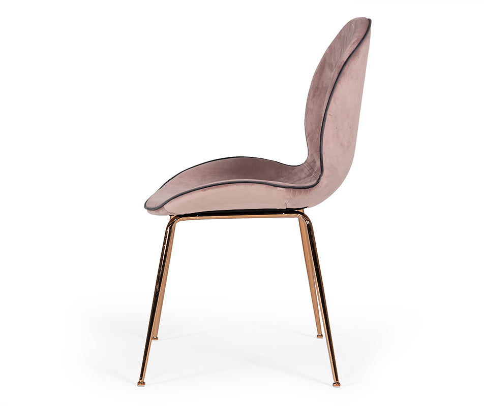 Wendy Modern Pink Velvet & Rosegold Dining Chair (Set of 2) by VIG Furniture - View 2