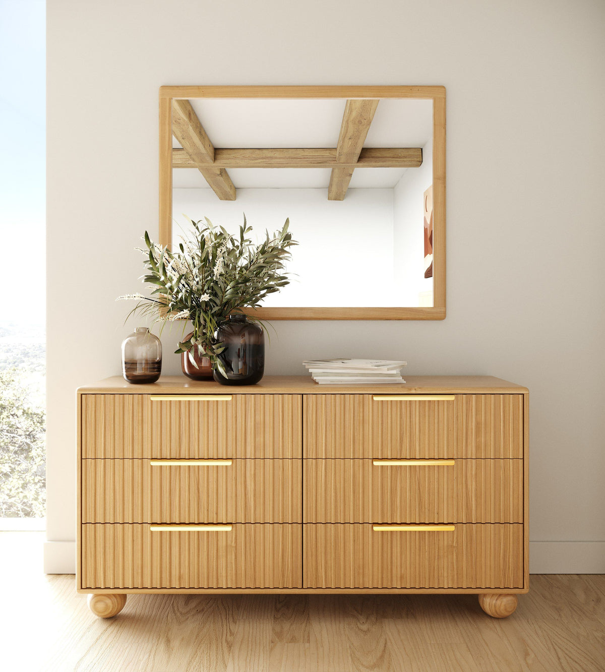 Eastern King Winters - Modern Natural Oak Bedroom Set