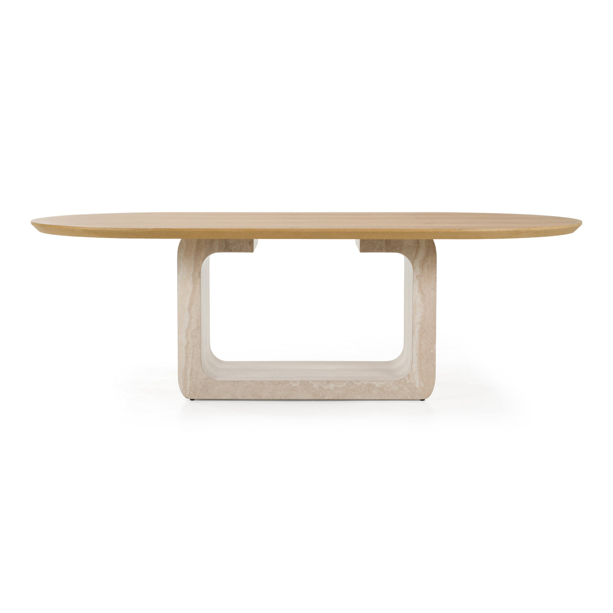 Wolff - Modern White Oak + Faux Travertine Dining Table by VIG Furniture - View 1
