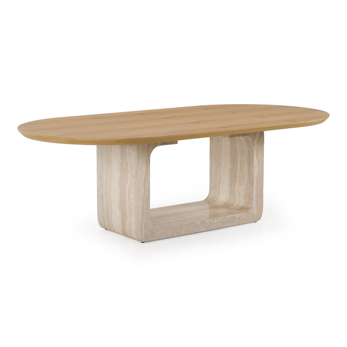 Wolff - Modern White Oak + Faux Travertine Dining Table by VIG Furniture - View 2