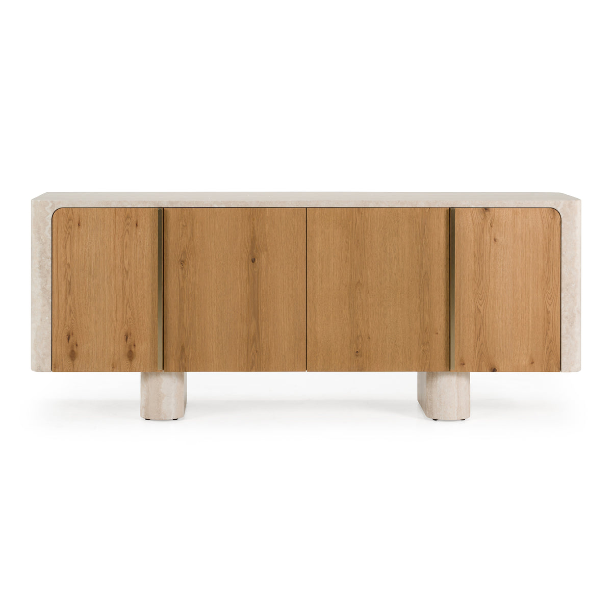 Wolff - Modern White Oak + Faux Travertine Buffet by VIG Furniture - View 1