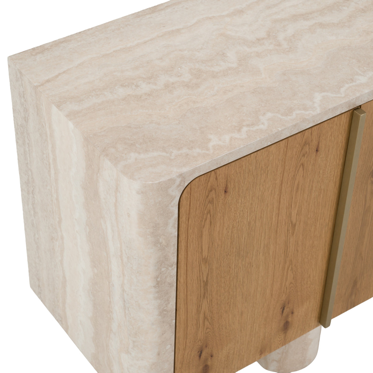 Wolff - Modern White Oak + Faux Travertine Buffet by VIG Furniture - View 8