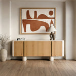 Wolff - Modern White Oak + Faux Travertine Buffet by VIG Furniture - View 10