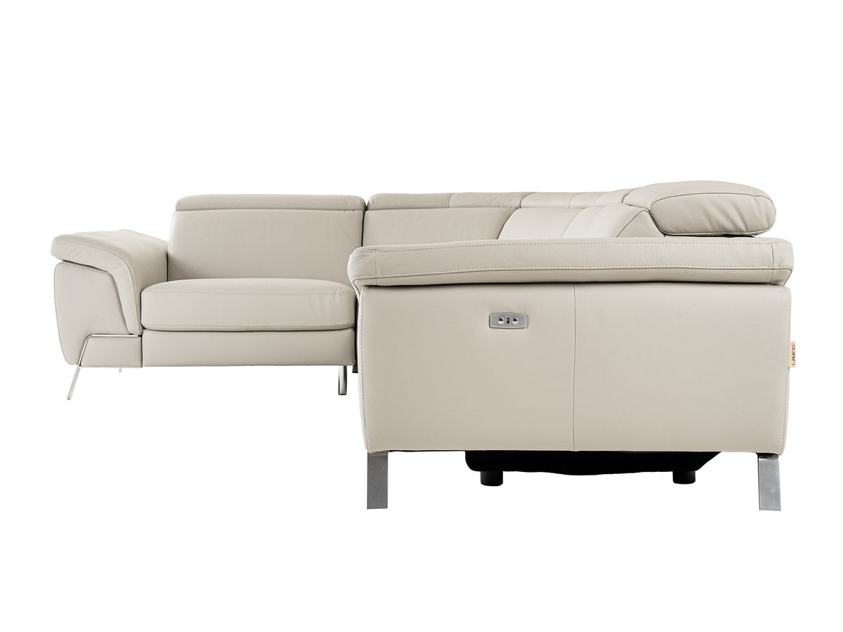 Mini Wonder - Italian Modern Grey Leather Sectional Sofa with Right Facing Recliner by VIG Furniture - View 7