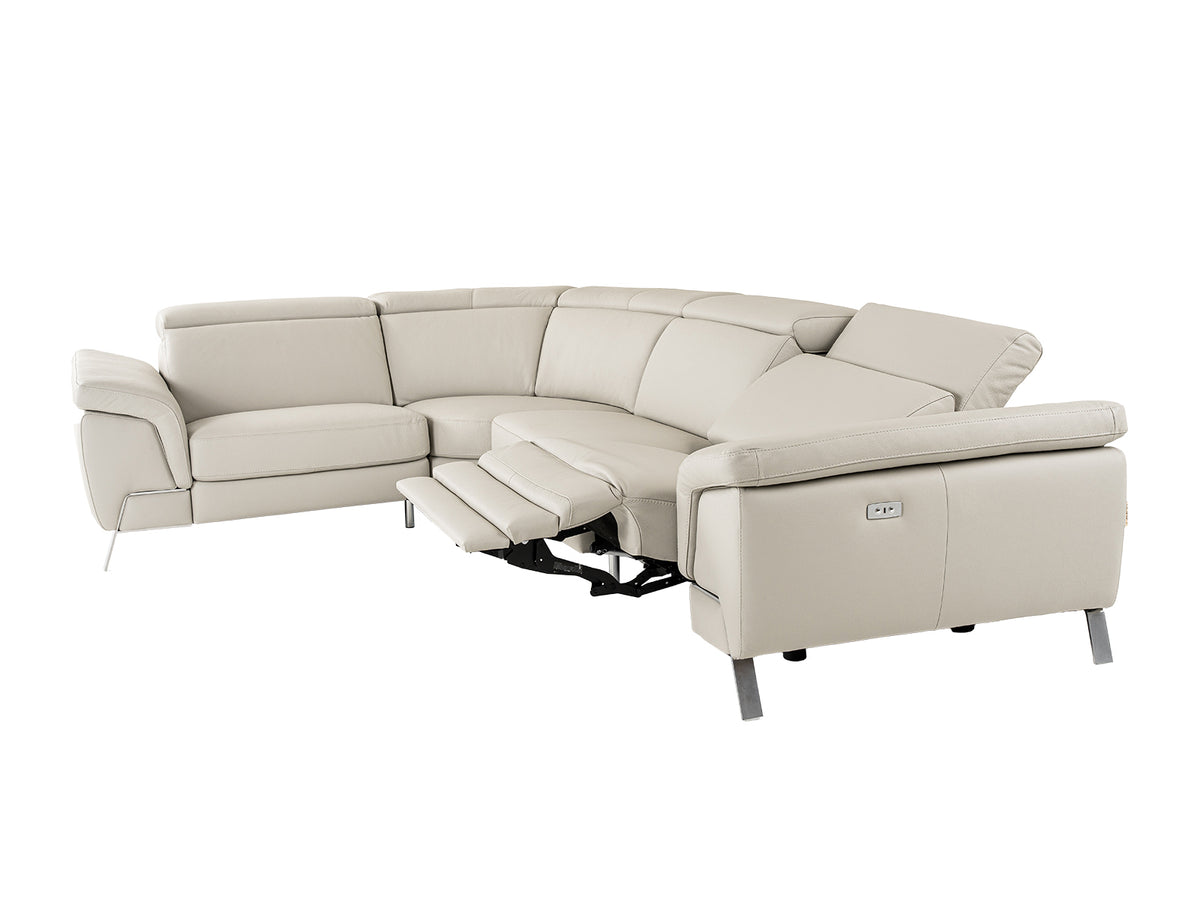 Mini Wonder - Italian Modern Grey Leather Sectional Sofa with Right Facing Recliner by VIG Furniture - View 8