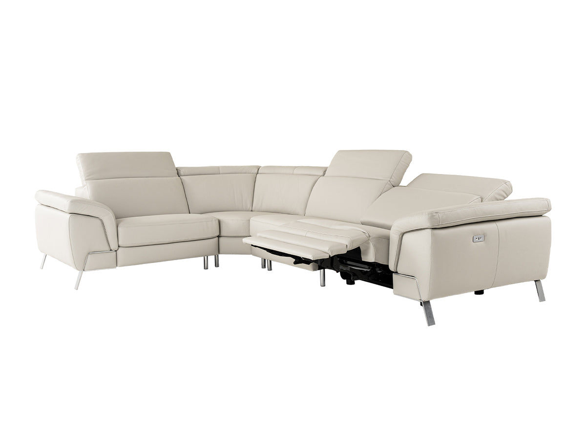 Mini Wonder - Italian Modern Grey Leather Sectional Sofa with Right Facing Recliner by VIG Furniture - View 9