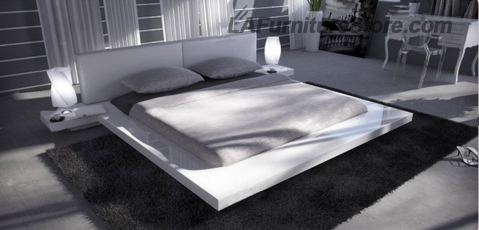 Eastern King Opal White Gloss Japanese Style Platform Bed with Nightstands by VIG Furniture - View 1