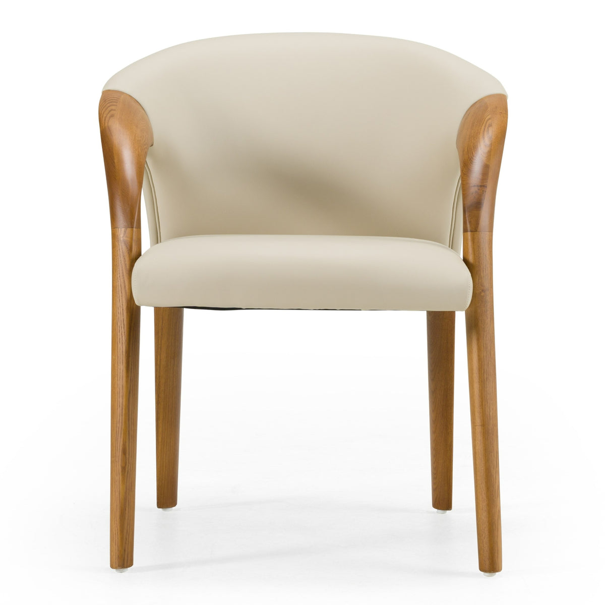 Wynetta Mid-Century Modern Grey Vegan Leather + Walnut Dining Chair by VIG Furniture - View 5