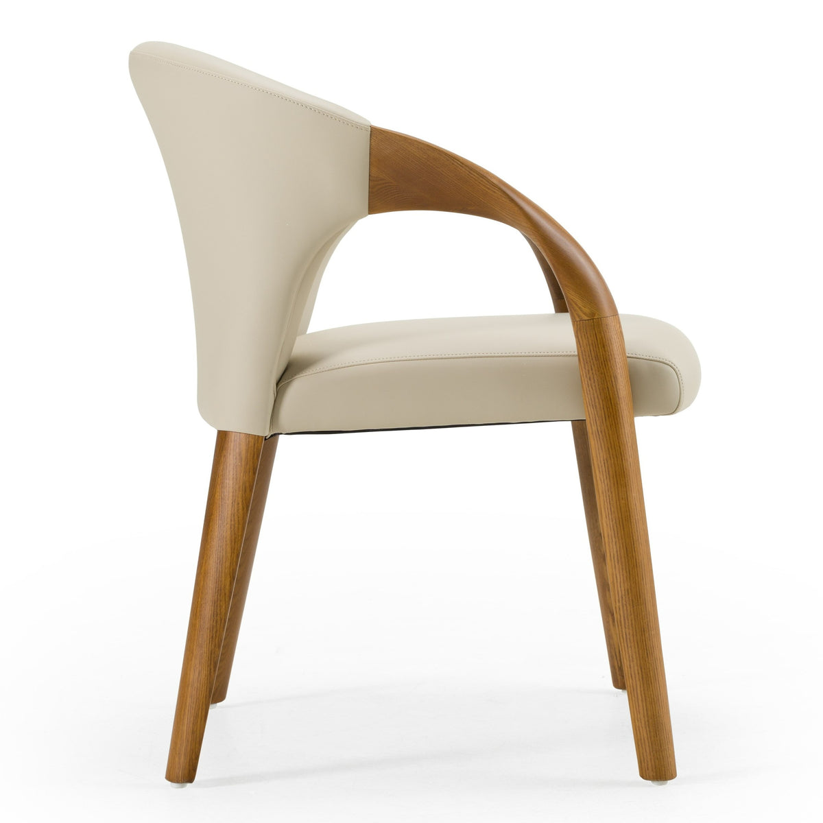 Wynetta Mid-Century Modern Grey Vegan Leather + Walnut Dining Chair by VIG Furniture - View 6