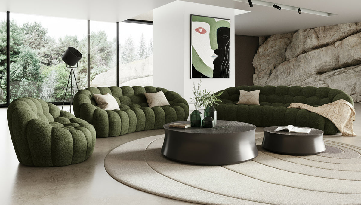 Yolonda - Modern Curved Green Fabric Sofa by VIG Furniture - View 8