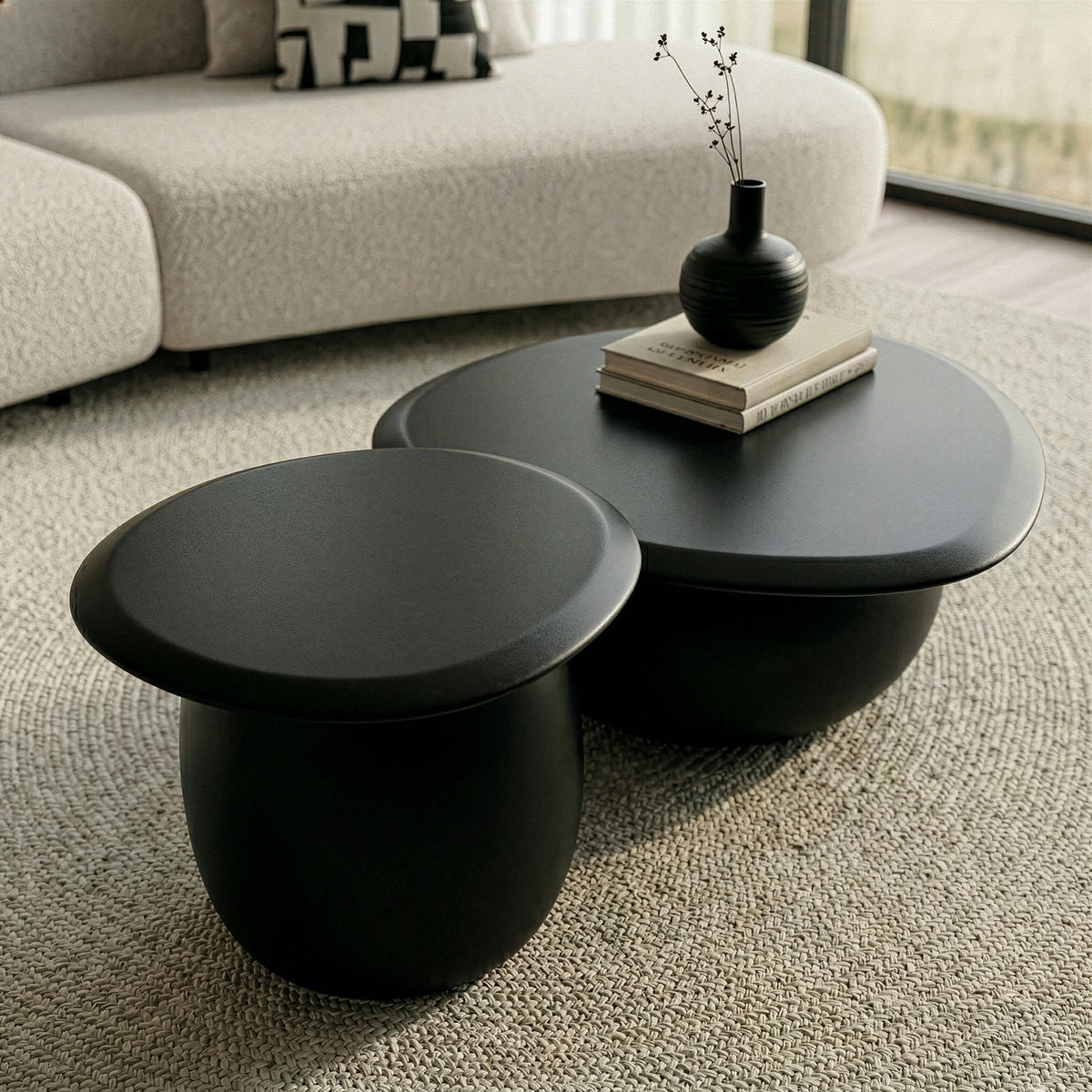 Kalvin - Modern Black Concrete Nesting Coffee Table Set by VIG Furniture - View 6