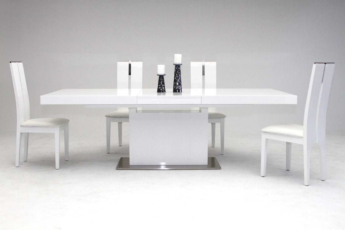 Zenith Modern White Extendable Dining Table by VIG Furniture - View 3